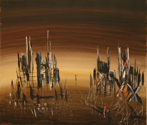 War in Sarajevo I. (1993) | Oil on Canvas | 60 x 70 cm